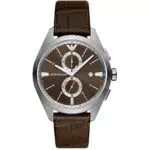 Emporio Armani Orologio Uomo, movimento cronografo, cassa in acciaio inossidabile da 43 mm con cinturino in pelle Pro-Planet