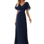 Ever-Pretty Vestito da Ballo lungo Stile Impero e Scollo a V, Blu Navy 36