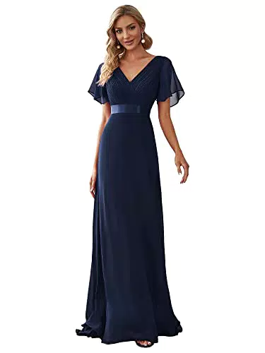 Ever-Pretty Vestito da Ballo lungo Stile Impero e Scollo a V, Blu Navy 36