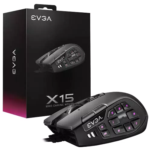EVGA X15 MMO Gaming Mouse, 8k, Wired, Black, Customizable