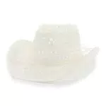 FLOSHO Cappello di Paglia da Cowboy A Tesa Arrotolata Lavorato A Mano