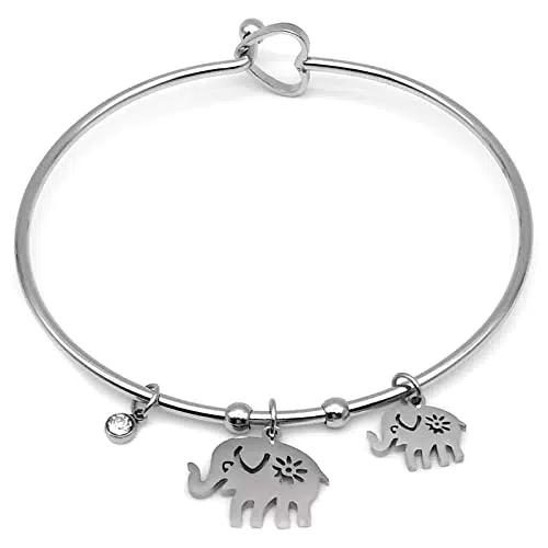 Generico Bracciale Elefante Portafortuna Donna Acciaio