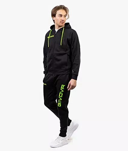 GIVOVA TUTA KING FELPA NERO/VERDE FLUO