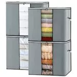 GoMaihe 4 PCS Scatole per Armadio Salvaspazio, Scatole per Vestiti Porta Abiti Grande capacità Contenitori con Manico