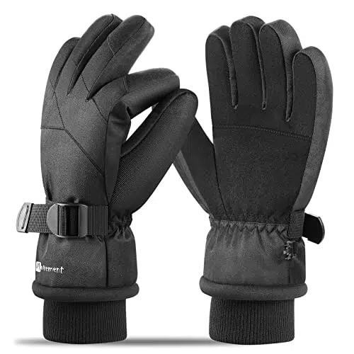 Guanti da sci invernali da uomo e da donna con funzione touch screen sensibile, Nero, M