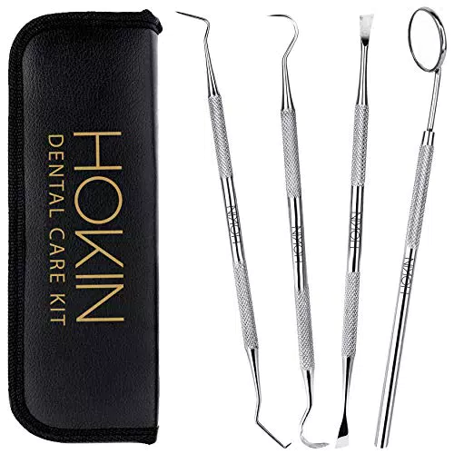 HOKIN Pulizia Denti Tartaro Ablatore Kit - Igiene Dentale Kit per Placca e Tartaro Rimozione Sbiancamento Denti kit con specchietto dentista