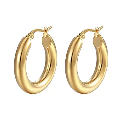 Homxi Orecchino Cerchio Inossidabile Oro Cerchio 20MM