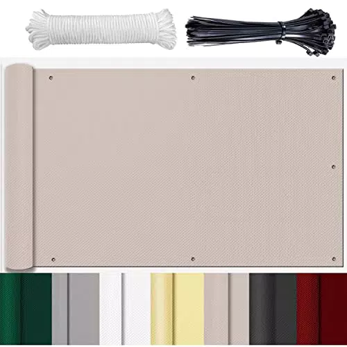 HUAXIQUE Telo Frangivista per Balcone Giardino Copri Ringhiera Balcone Impermeabile Anti UV con Fascette Privacy Recinzione Copertura per Balcone 55x600cm Taupe