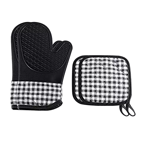 Irishom 2 PZ Guanti da Forno Resistenti al Calore 2 PZ Presine Guanti Isolati Antiscivolo Guanti in Silicone A Microonde per Cucinare Cuocere al Forno Fumatore Camino