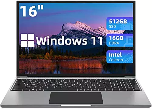 jumper 16" PC Portatile, 16GB DDR4 512GB SSD, Windows 11 Laptop con Celeron N5095