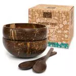 Jungle Culture Set di 2 Ciotole in Noce di Cocco con Cucchiai, Coconut Bowls