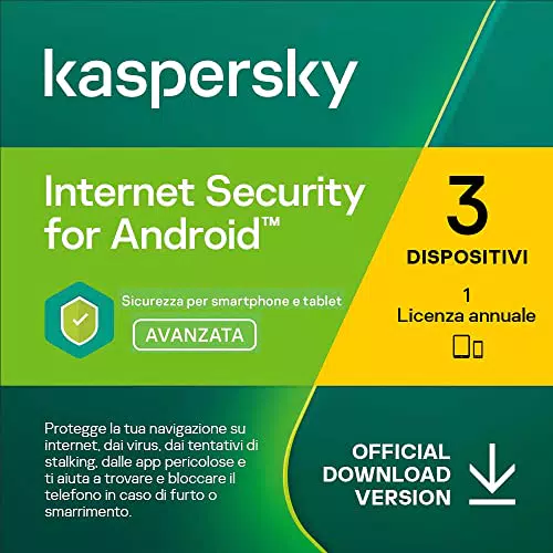 Kaspersky Internet Security for Android 2023 │ 3 Dispositivi │ 1 Anno │ Codice d'attivazione via email