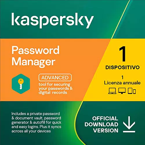 Kaspersky Password Manager │ Dispositivi illimitati │ 1 Anno │ Windows/Mac/Android/iOS
