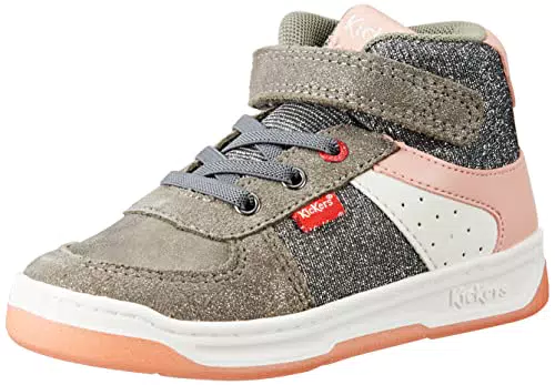 Kickers Kickalien, Scarpe da Ginnastica Bimba 0-24, Grigio Rosa Argento