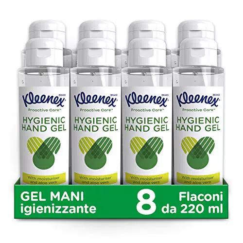 Kleenex Proactive Gel Mani Igienizzante, 8 Confezioni da 220 Ml