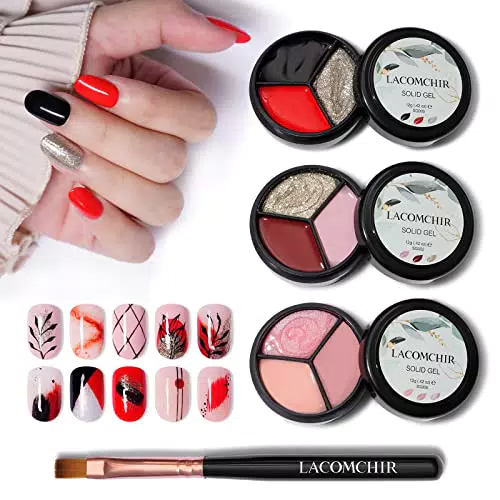 LACOMCHIR Smalto Semipermanente Set Smalto per unghie 3 in 1 Gel Crema Solida