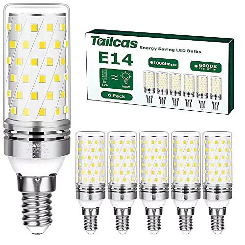 Lampadine LED E14 12W, 6 pezzi Luce Bianca Fredda 6000K
