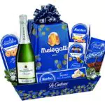 LE CADEAU, Confezione Regalo Blu Cobalto, Cesto Alimentare Natalizio