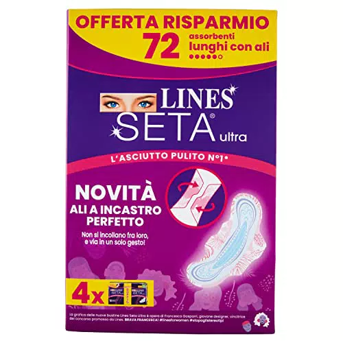 Lines Seta Ultra Assorbenti Ultra Lungo con Ali, Pacco Scorta
