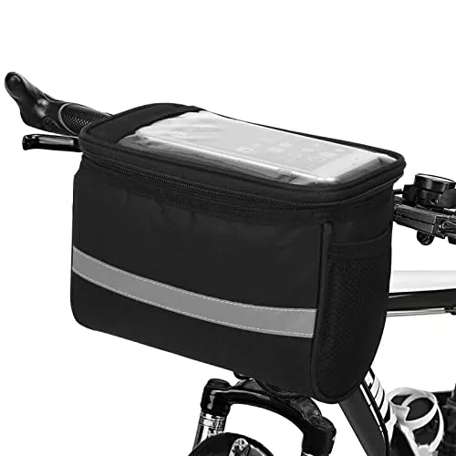 Lixada Borsa Manubrio Bici MTB Impermeabile, Borsa da Manubrio da Fissare al Manubrio Bici Tasca Frontale per Tubo Borse a Tracolla con Bici Tracolla Removibile
