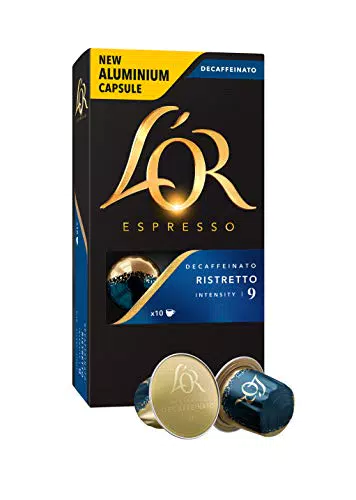 L'Or - Capsule Caffè Espresso Decaffeinato Ristretto - 100 Capsule in Alluminio - Intensità 9 - Compatibili con Macchine Nespresso - 10 Confezioni da 10 Capsule