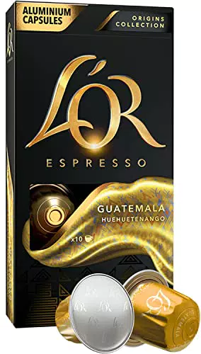 L'OR - Capsule Caffè Espresso Guatemala - 100 Capsule in Alluminio - Intensità 10 - Compatibili con Macchine Nespresso