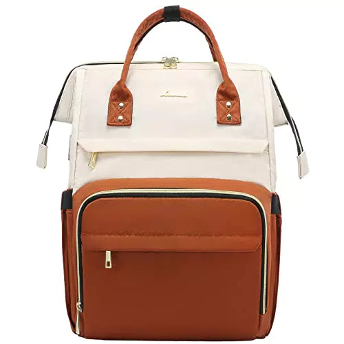 LOVEVOOK Zaino Porta PC Portatile fino a 17 Pollici  Impermeabile, Beige e Marrone