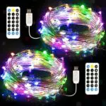 Luci Natale Colorate 2 Pezzi, 12M 120 LED per interno ed esterno
