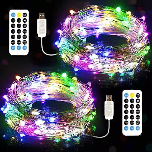 Luci Natale Colorate 2 Pezzi, 12M 120 LED per interno ed esterno