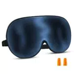 Mascherina per Dormire, Mascherina per Occhi Luci per Donna e Uomo con Tappi per Orecchie e Cinghia Comoda Orientabile - Blu