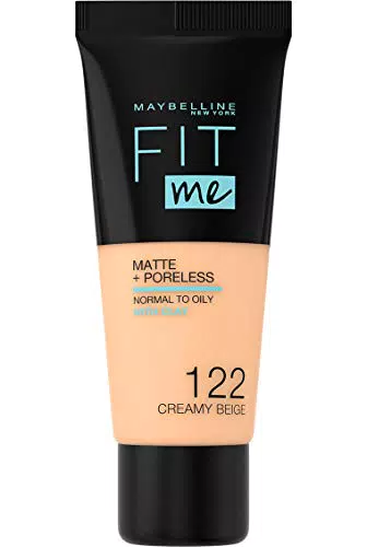 Maybelline New York Fondotinta Coprente Opacizzante Fit Me Matte&Poreless, 122 Creamy Beige