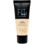 Maybelline New York Fondotinta Fit Me Matte&Poreless, Tonalità: 110 Porcelaine