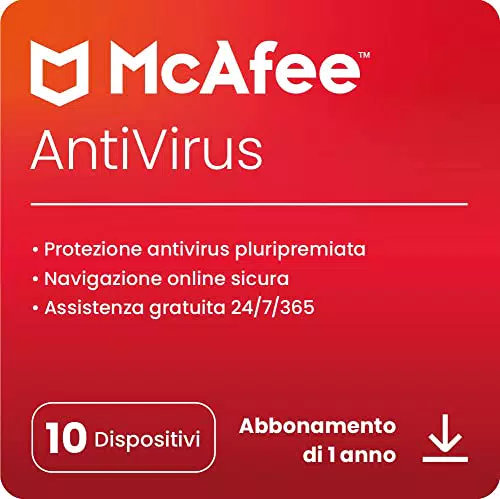 McAfee AntiVirus Plus 2023, 10 dispositivi, Software antivirus