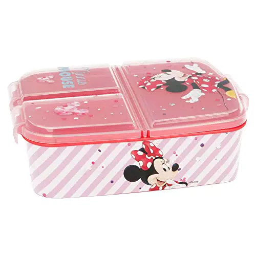 MINNIE MOUSE, Porta merenda Tupperware decorato con 3 scomparti per bambini