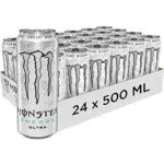 Monster Energy Ultra White 24 Lattine da 500 ml, Energy Drink Zero Zuccheri e poche Calorie