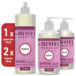 MRS MEYER'S CLEAN DAY 1 Detersivo Piatti + 2 Sapone Liquido Mani, peonia