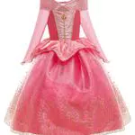 New front Costume da Principessa Aurora Abito delle Ragazze Fantasia Comunione Battesimo Vestito Principessa Bambina Festa di Halloween Compleanno Natale Carnevale Cerimonie Rosa 110