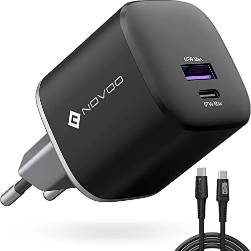 NOVOO 67W Caricabatterie USB C 2 Porte GaN Caricabatteria