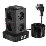 OLEKE Multipresa Verticale Ciabatta Multipresa Torretta 4 porte USB e 8 Prese con 3M di Cavo Prolungato Protezione da Sovratensione e Cortocircuito Torretta Multipresa per Casa e Ufficio 2500W 10A