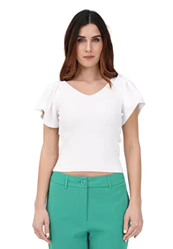 Only ONLLEELO S/S Back Pullover Knt Noos T-Shirt, Eggnog