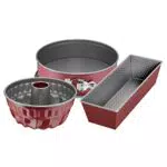 ORIGINAL KAISER Classic Plus - Set di 3 teglie da forno con stampo apribile, rosso, 31,5 x 27 x 13,2 cm