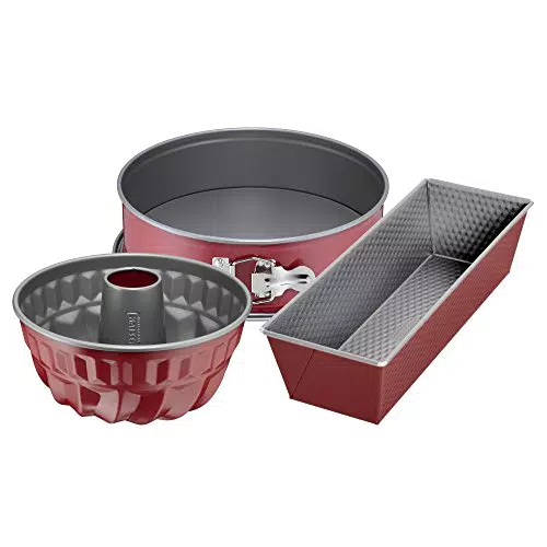 ORIGINAL KAISER Classic Plus - Set di 3 teglie da forno con stampo apribile, rosso, 31,5 x 27 x 13,2 cm