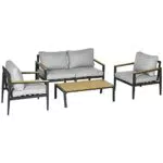 Outsunny Salotto da Esterni da 4 Pezzi con Divanetto