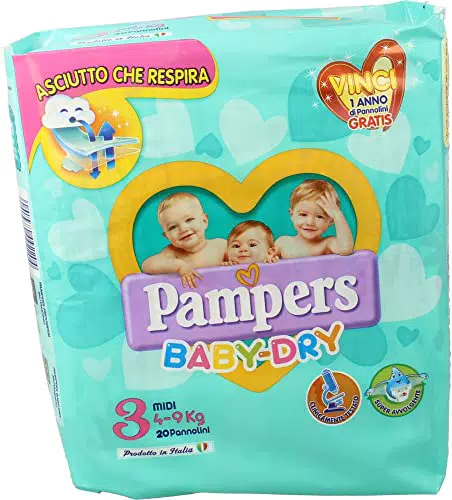 Pampers Baby-Dry 3 Midi 4-9 kg - 20 Pannolini