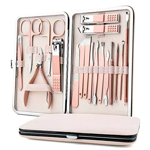 Pedicure Manicure Set, Diealles Shine 18 Pcs Set Tagliaunghie in Acciaio Inossidabile per Cura Personale e Bellezza con Earpick Forcipe Forbice