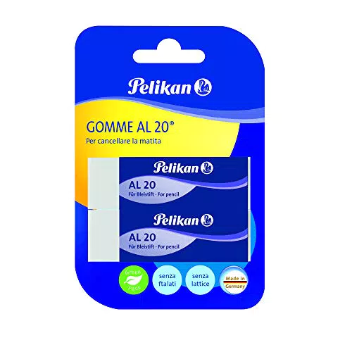 Pelikan Gomme da Cancellare, AL 20, Gomma Bianca Confezione da 2 Pezzi