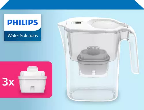 Philips AWP2936WHT-3/10 Caraffa filtrante con 3 filtri Micro X Clean