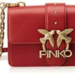 Pinko Love Mini Icon Simply 6 CL Vit, Borsa Donna, R72Q_Rosso Rubino-Antique Gold