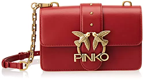 Pinko Love Mini Icon Simply 6 CL Vit, Borsa Donna, R72Q_Rosso Rubino-Antique Gold