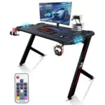 X-Bull Scrivania Gaming Desk con LED Ergonomica, per PC e Ufficio Completa di Accessori - 120x61x73cm